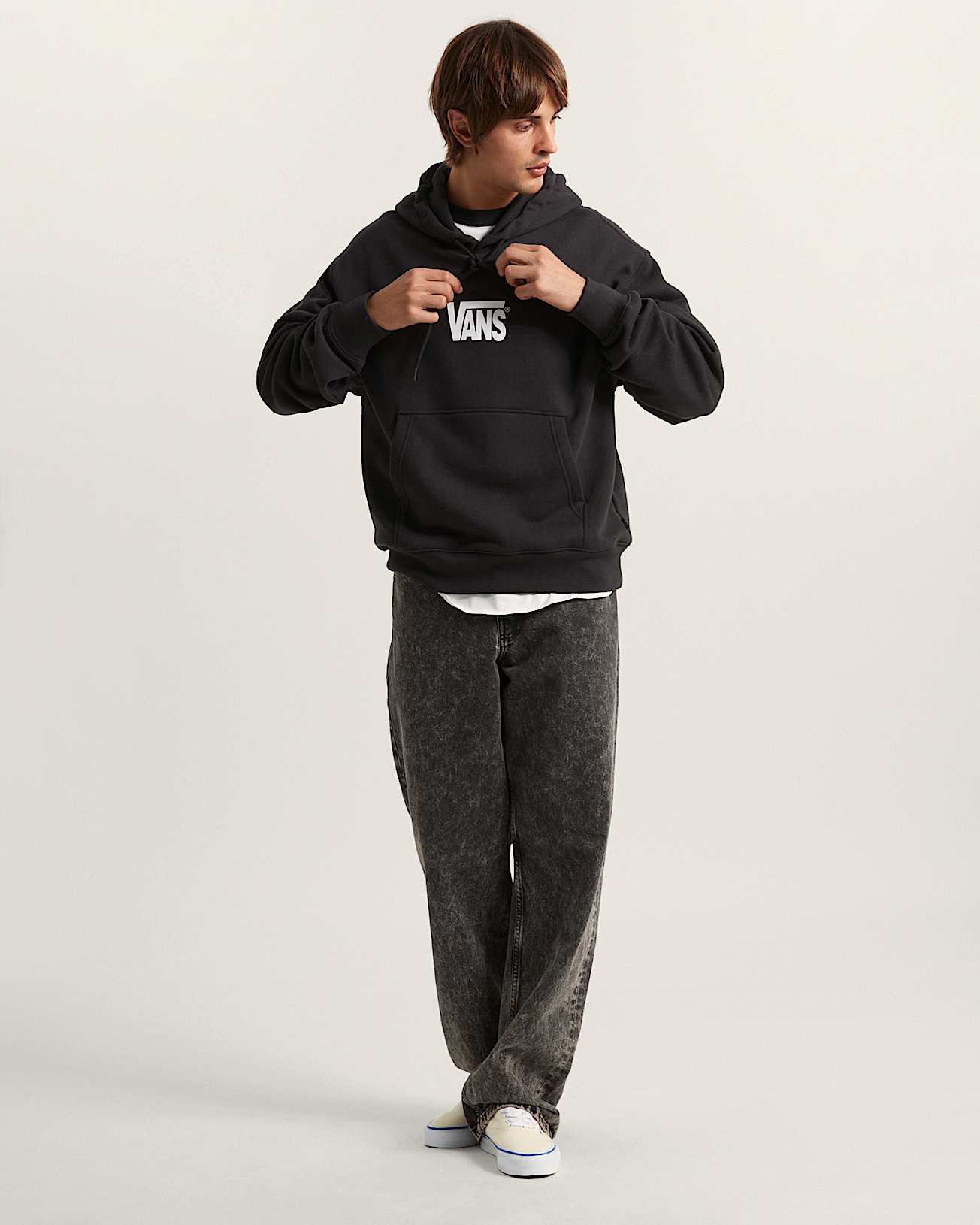 Vans Mens Stretch Logo Pullover Hoodie - Black