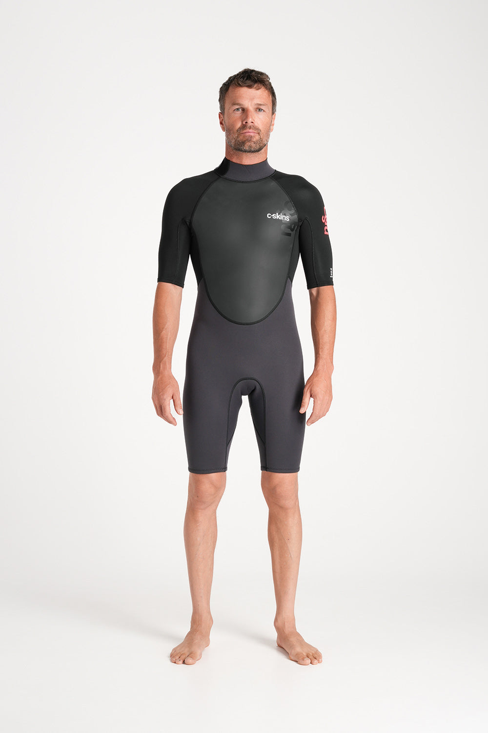 C-Skins Mens Element 3:2 FL BZ Shortie - Anthracite/Black/Neon Flare