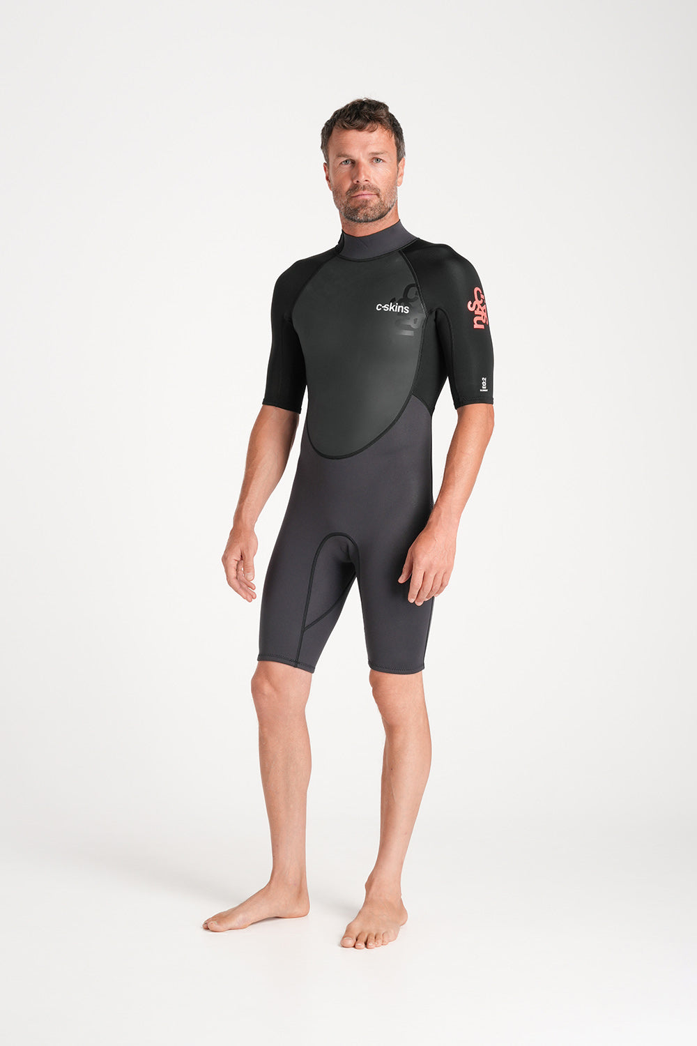 C-Skins Mens Element 3:2 FL BZ Shortie - Anthracite/Black/Neon Flare