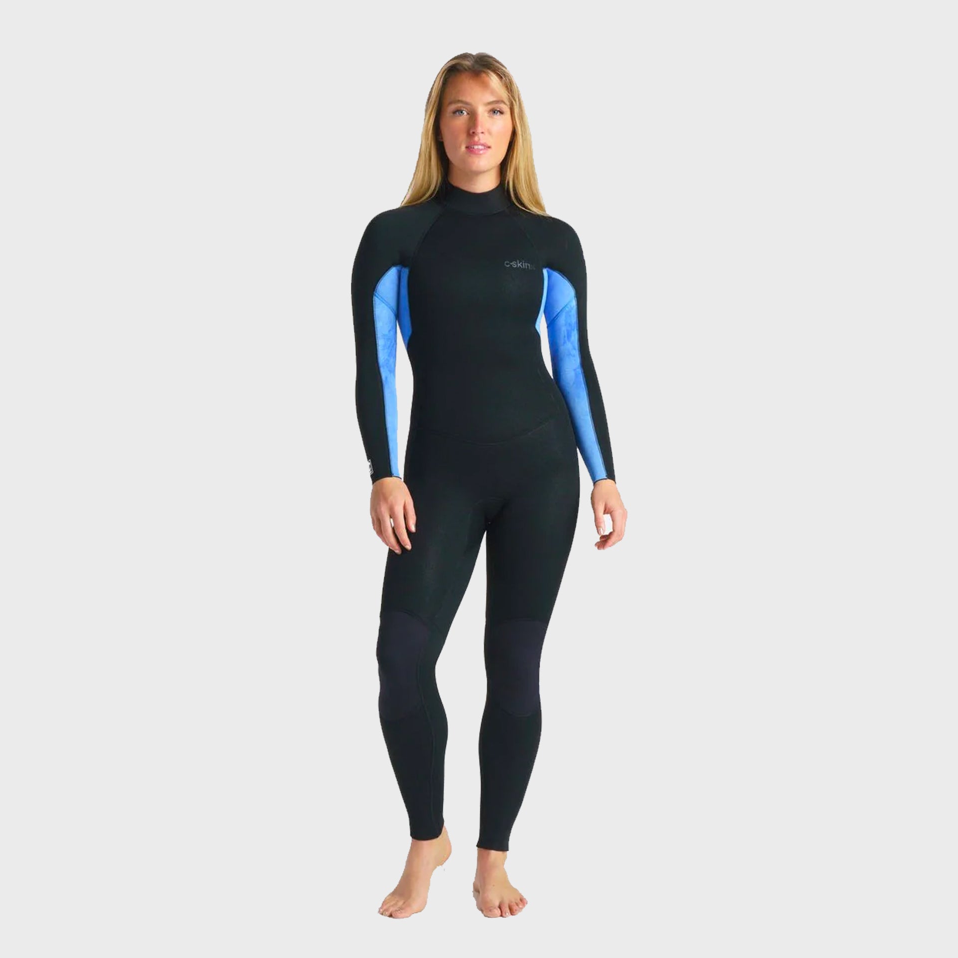C-Skins Surflite 4/3 Women's Back Zip Steamer Wetsuit - Black/Blue Tie Dye - ManGo Surfing