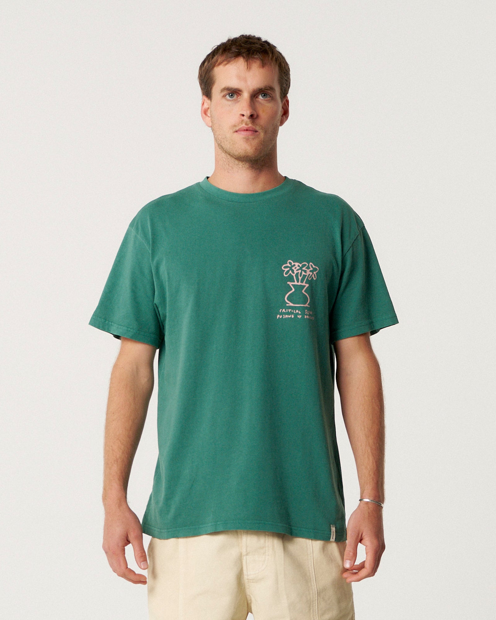The Critical Slide Society Mens Daisy T-Shirt - Dusty Green