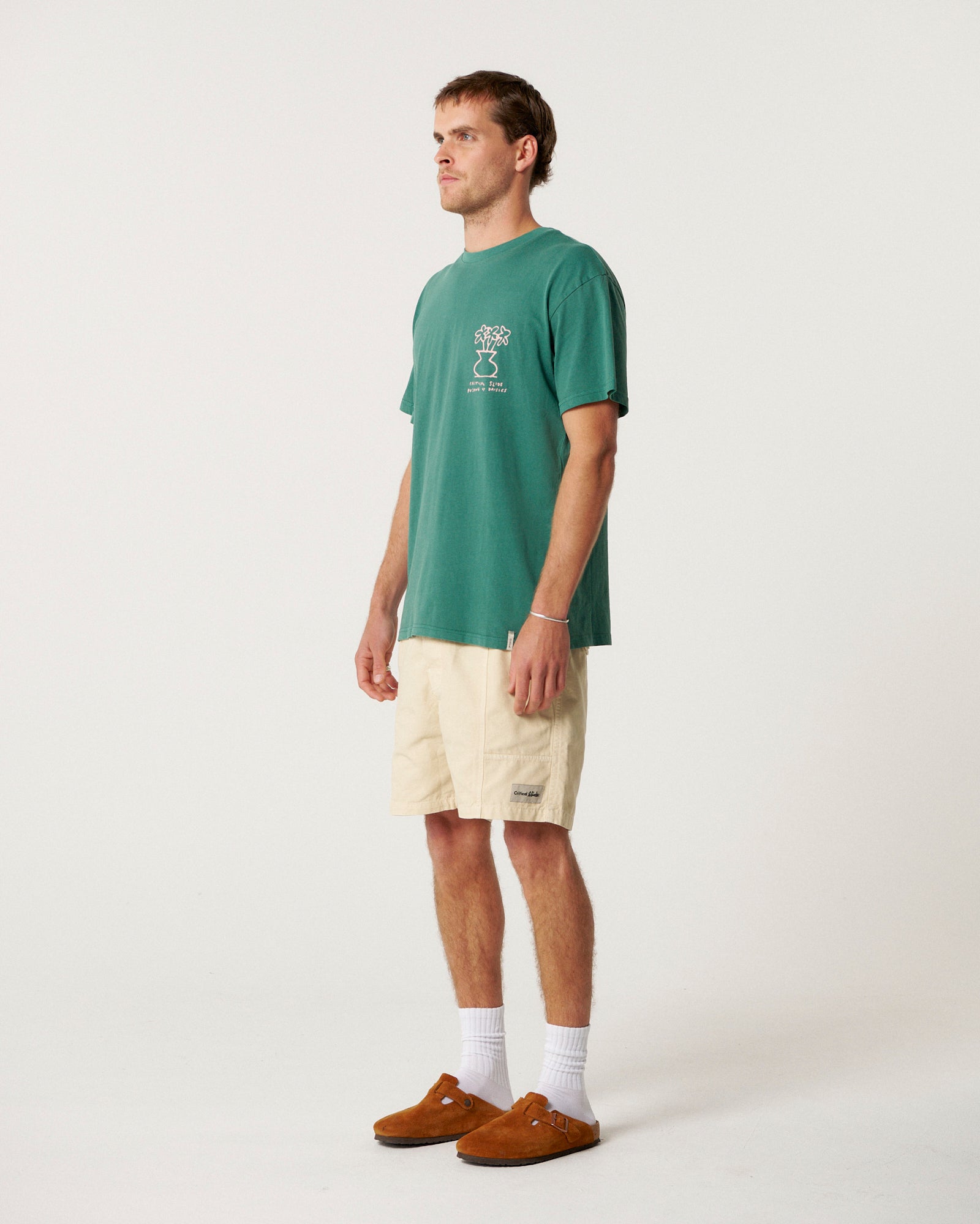 The Critical Slide Society Mens Daisy T-Shirt - Dusty Green