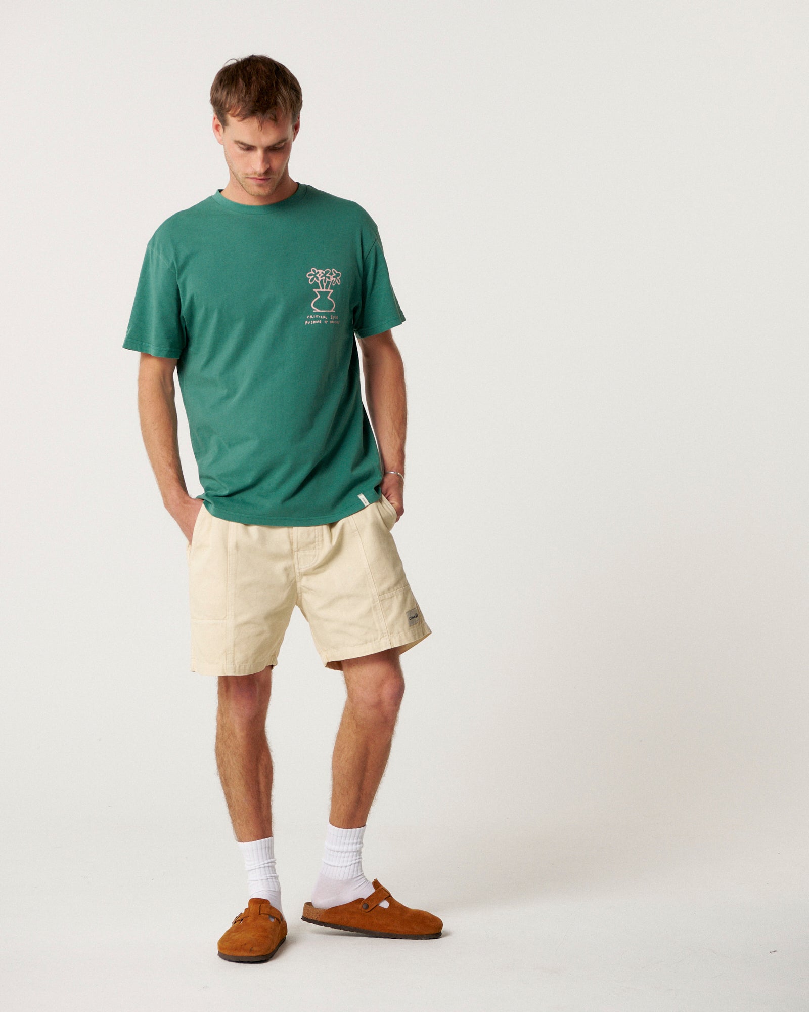 The Critical Slide Society Mens Daisy T-Shirt - Dusty Green