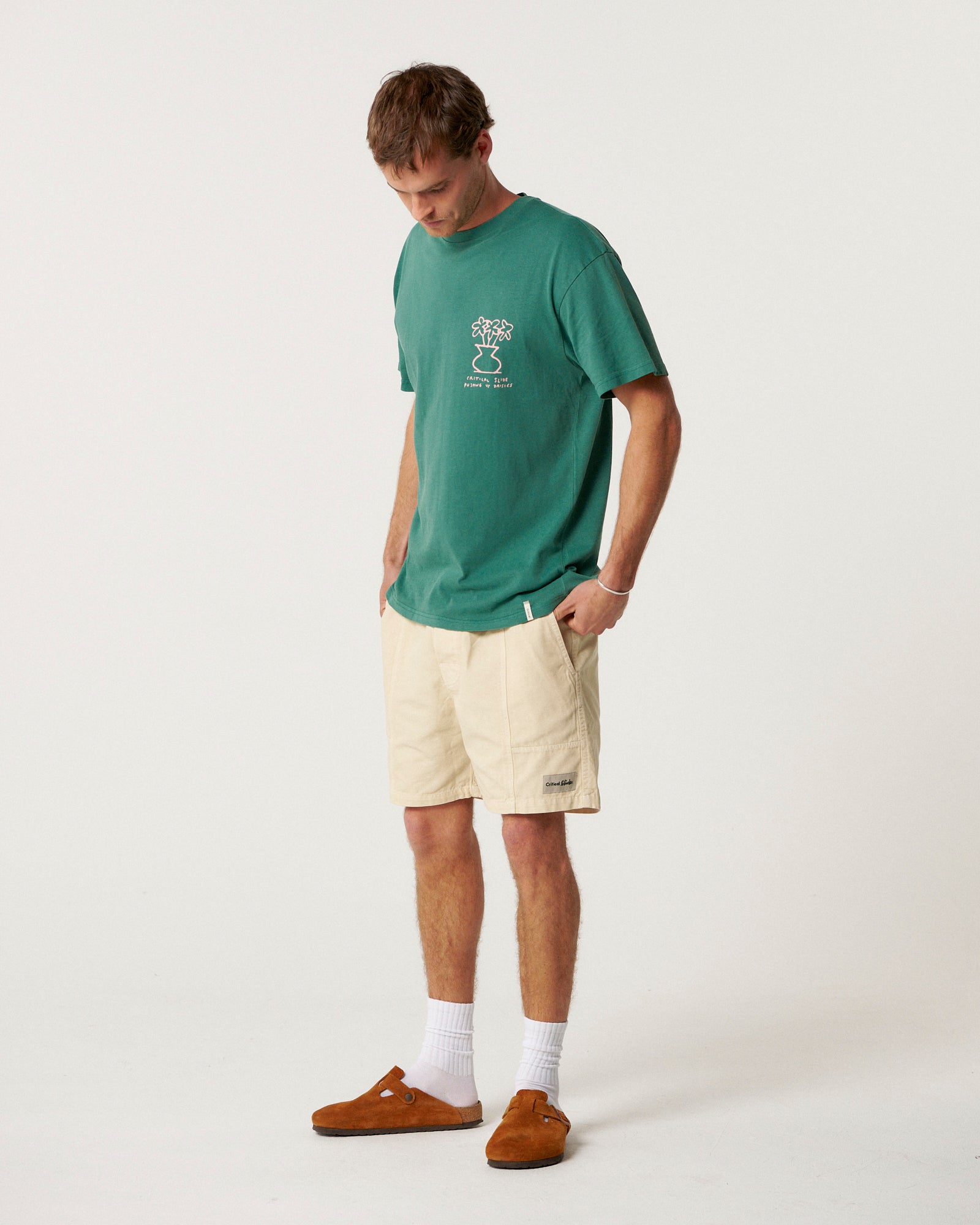 The Critical Slide Society Mens Daisy T-Shirt - Dusty Green