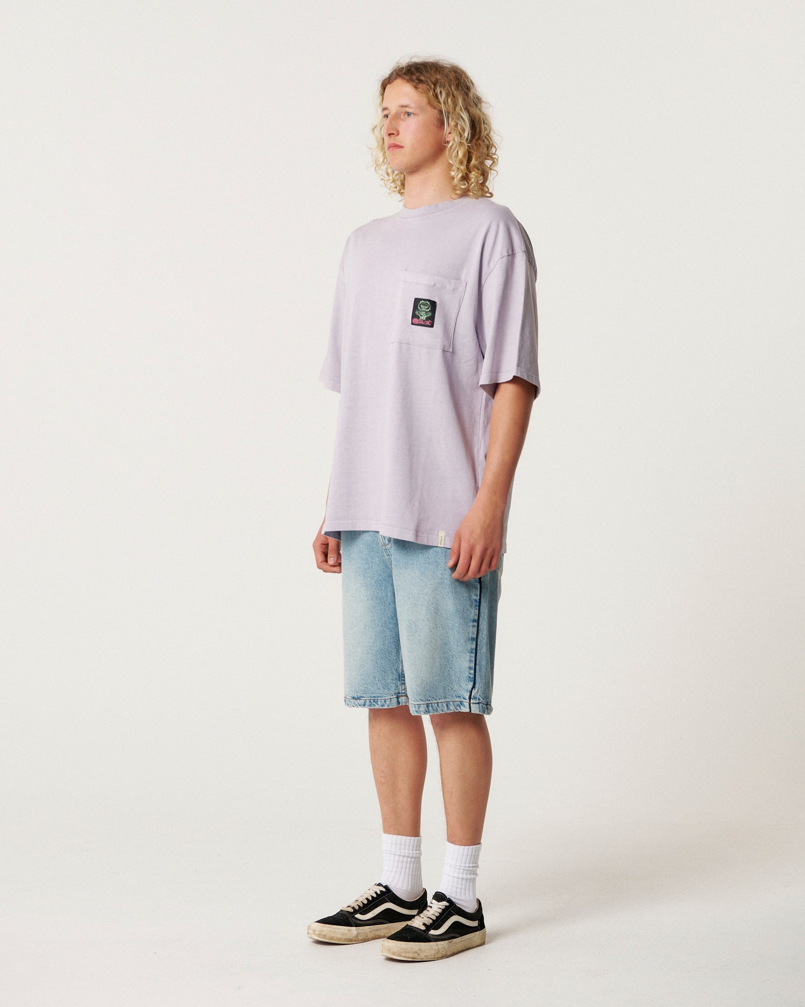 The Critical Slide Society Mens Jumbo Pocket T-Shirt - Washed Purple
