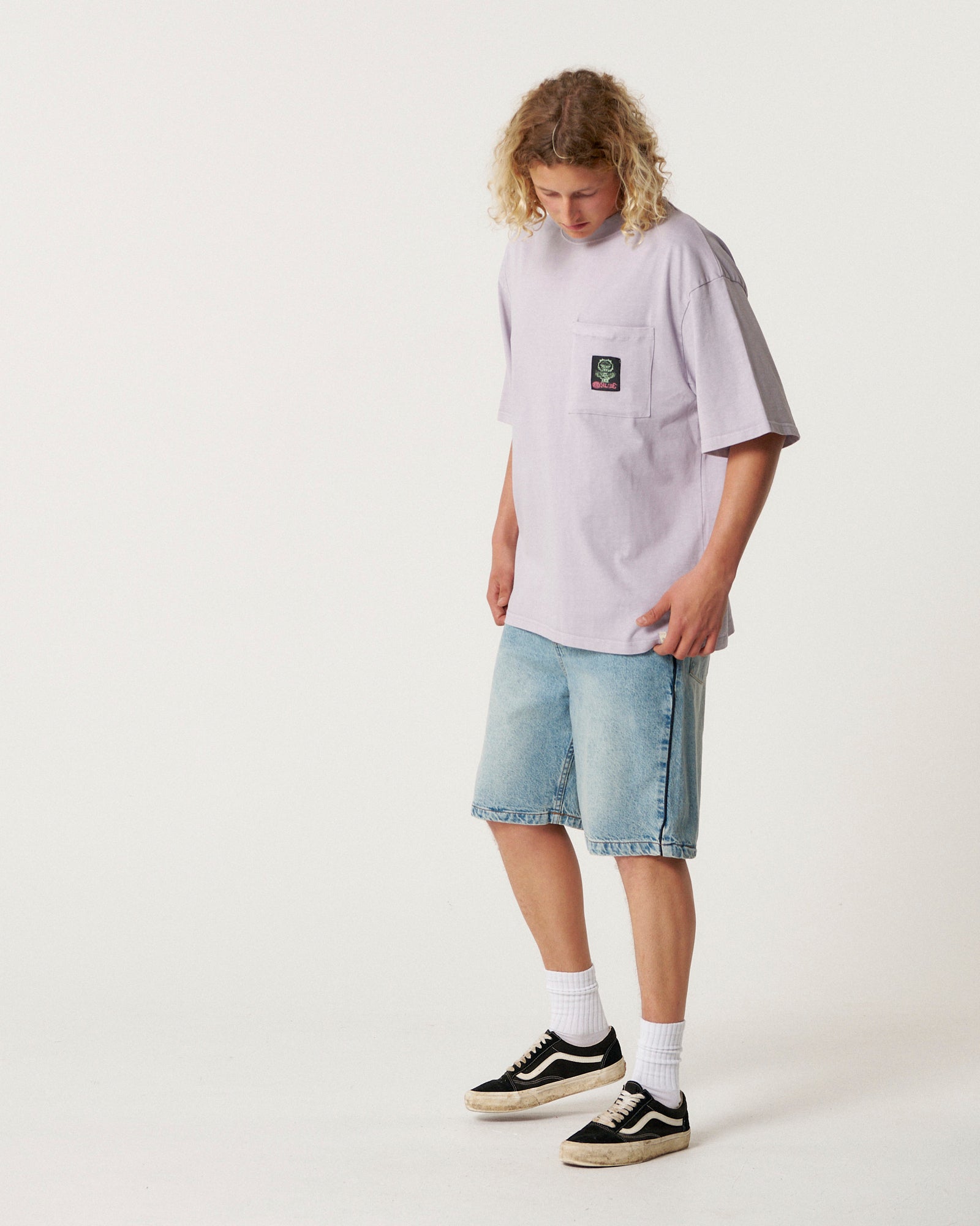 The Critical Slide Society Mens Jumbo Pocket T-Shirt - Washed Purple