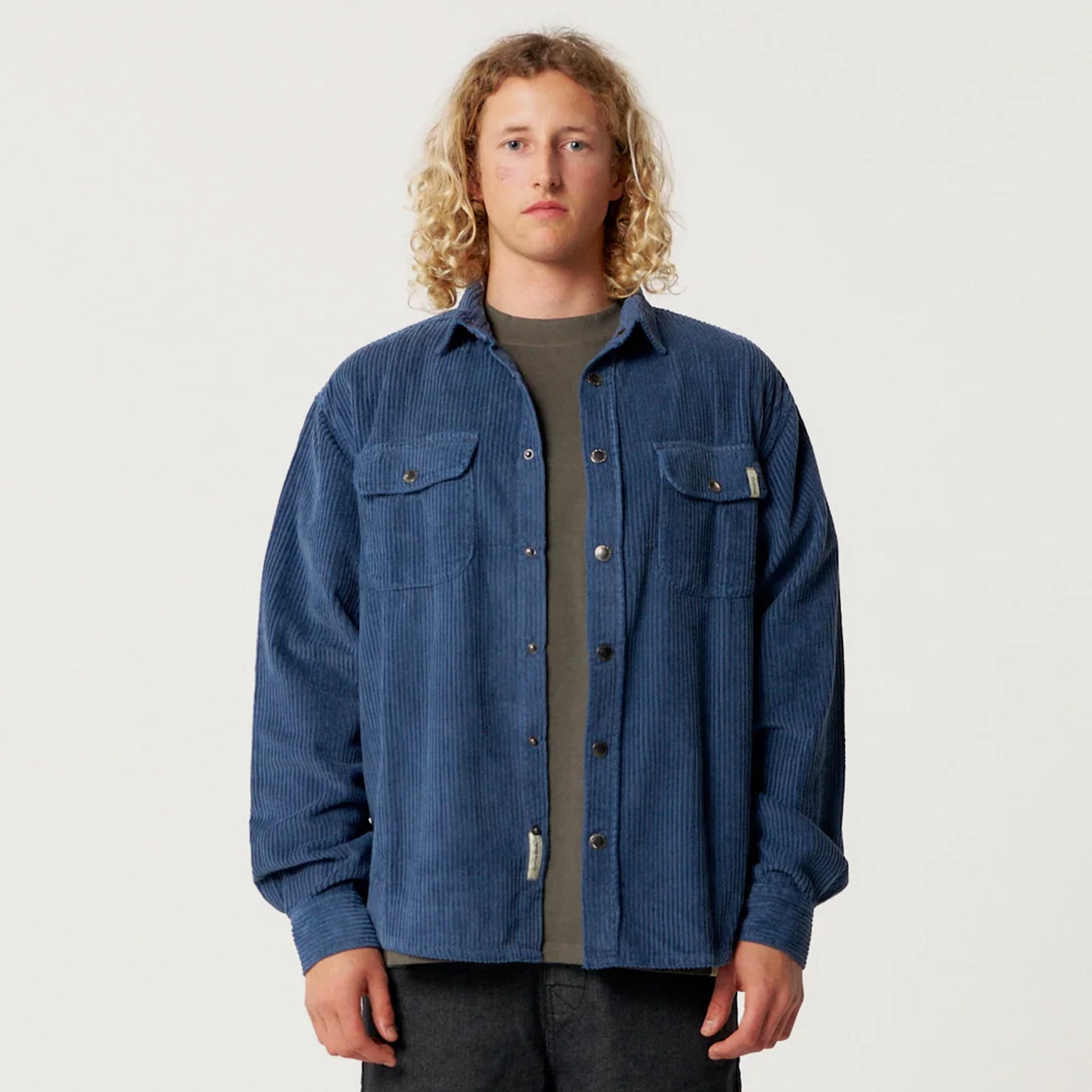 The Critical Slide Society Mens Surface Cord Overshirt - Blue