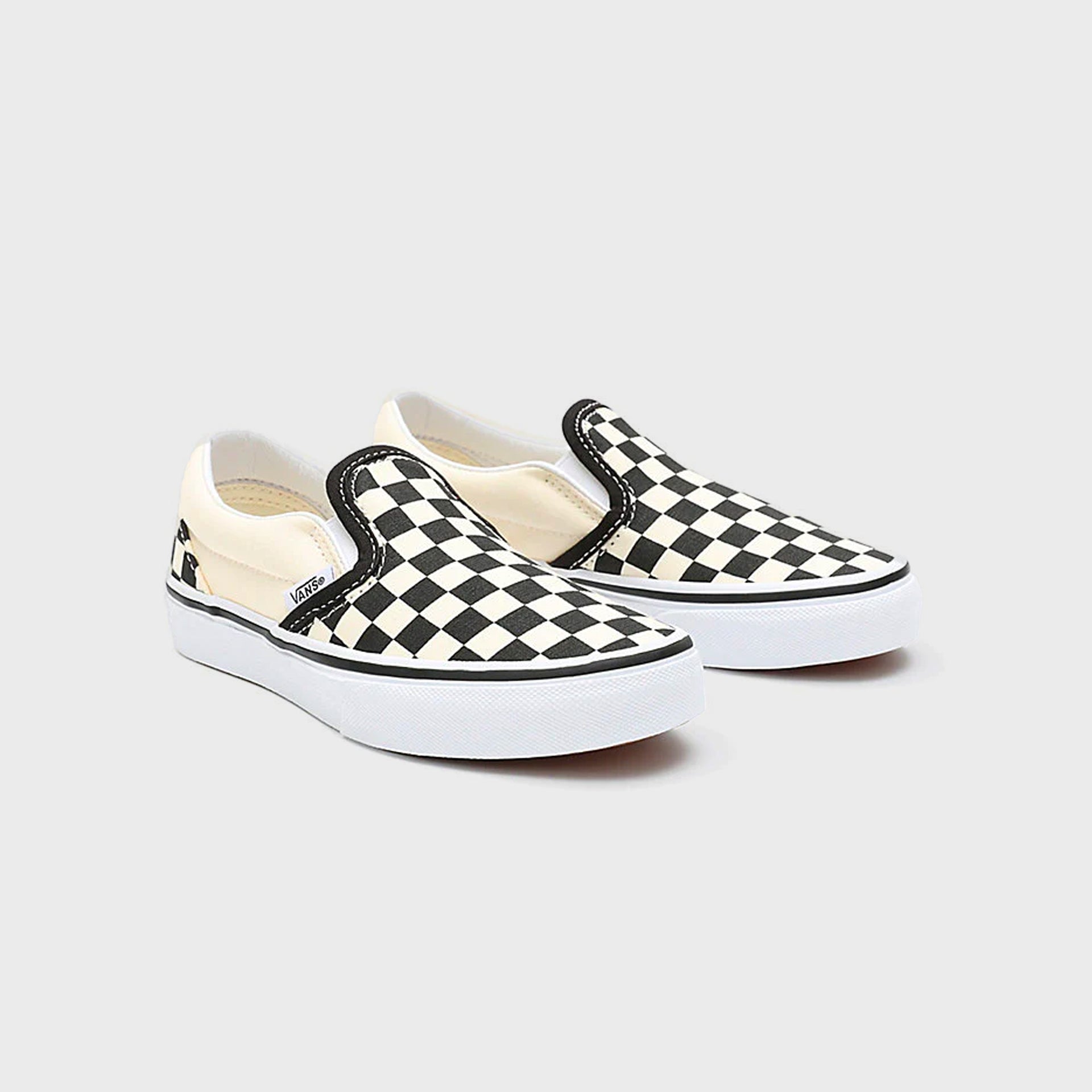 Vans Checkerboard Kids Classic Slip-On Shoes - Black/White - ManGo Surfing