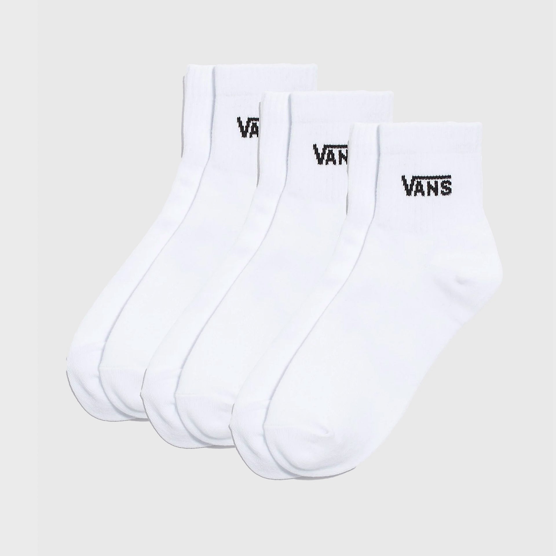 Vans Womens Classic Half Crew Socks (3 Pack) - White - ManGo Surfing