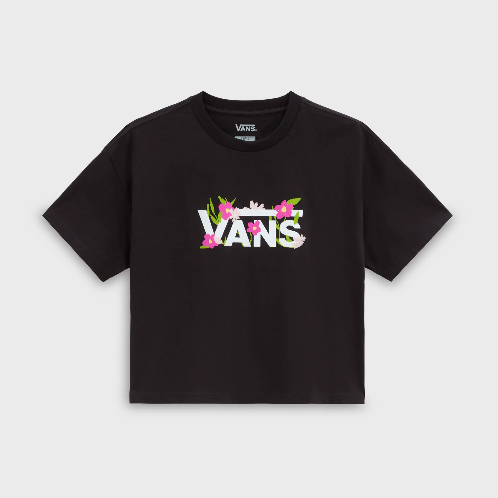Vans Womens Fleurs O/S Crop T-Shirt - Black - ManGo Surfing