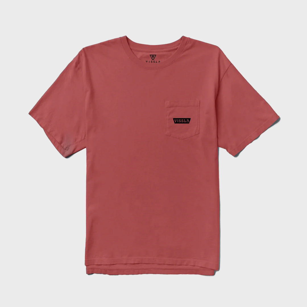 Vissla Mens Stacks Premium Pocket T-Shirt - Brick - ManGo Surfing