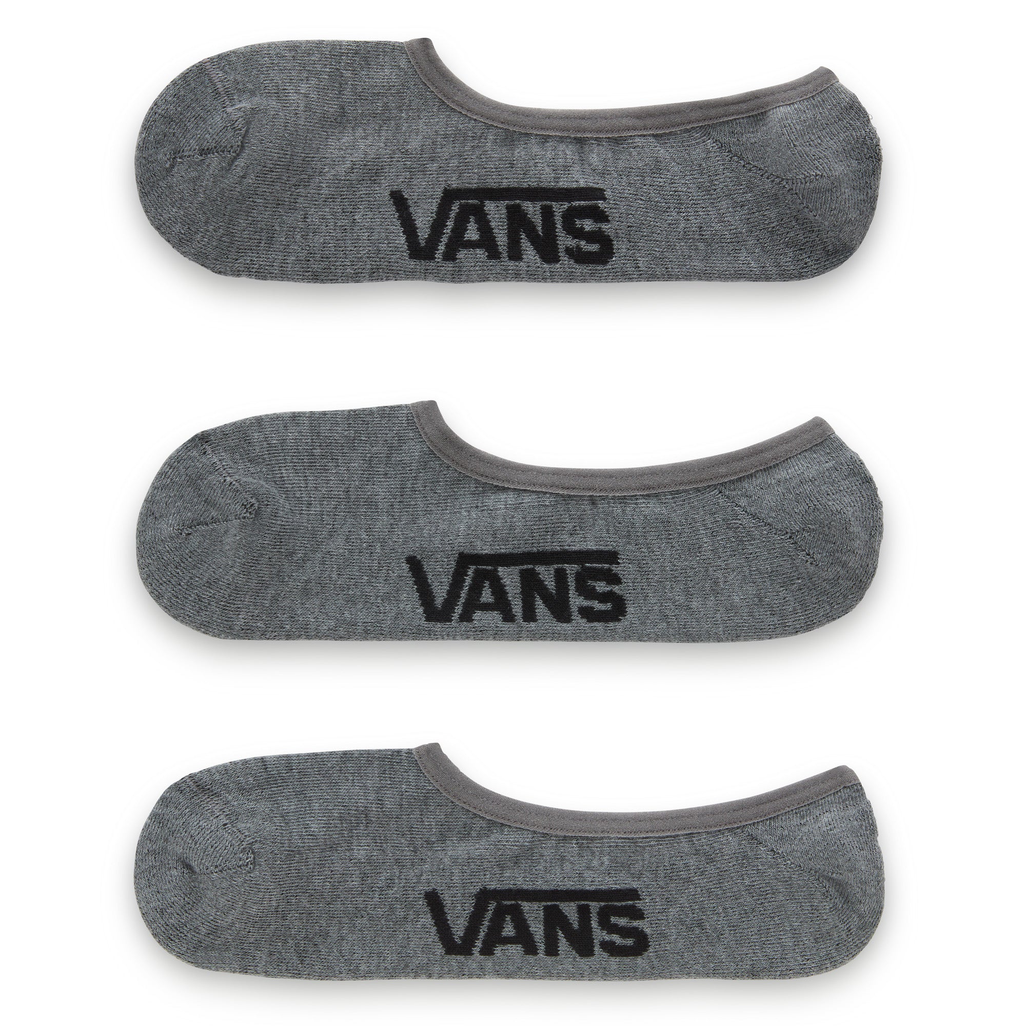 Vans Mens Classic Super No Show Socks (3 Pairs) - Heather Grey - ManGo Surfing