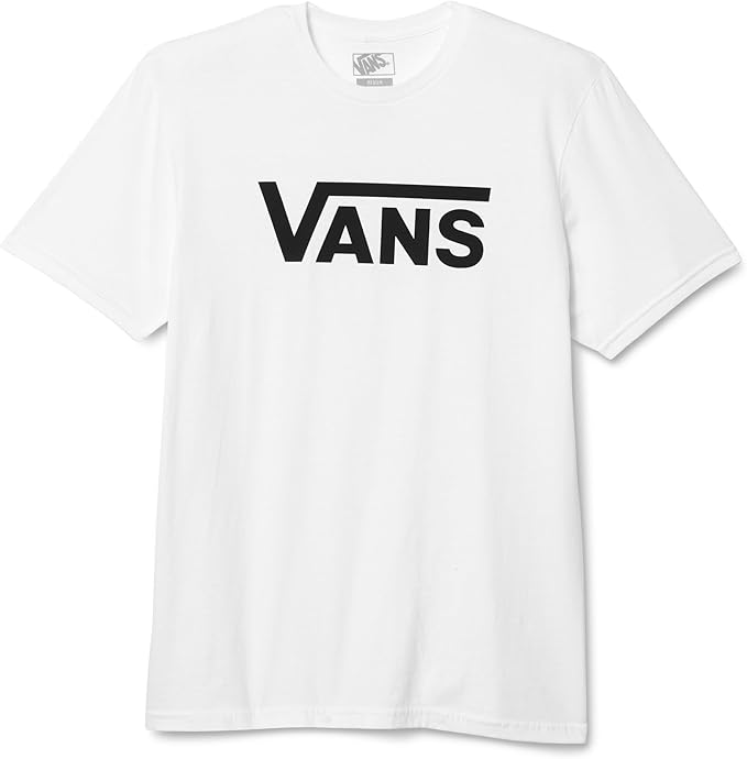 Vans Mens Classic Drop V Crew Short Sleeve T-Shirt - White/Black