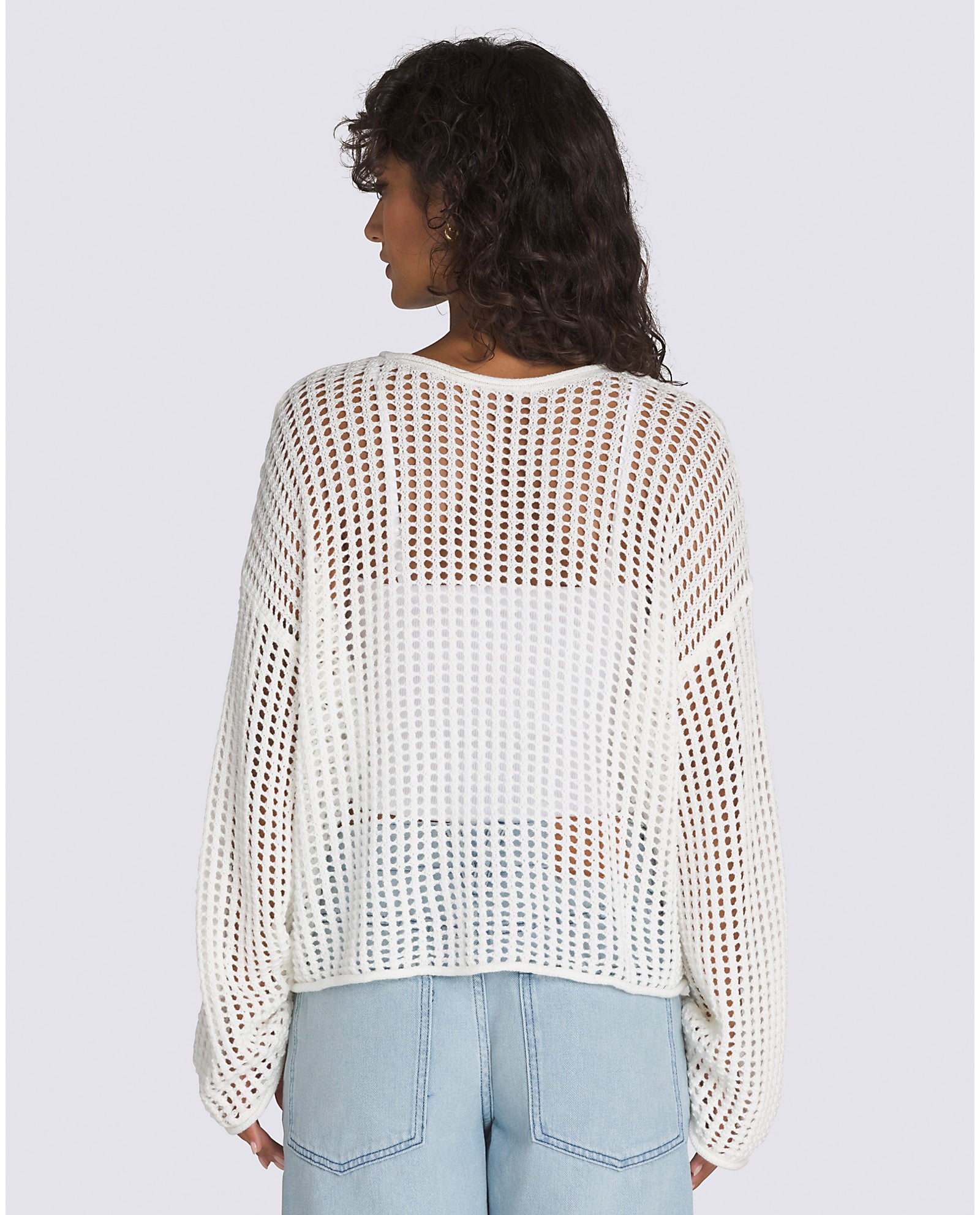 Vans Womens Mila Open Knit Crop Crew Sweater - Marshmallow