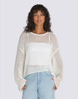 Vans Womens Mila Open Knit Crop Crew Sweater - Marshmallow