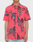 Volcom Mens Paradiso Floral Short Sleeve Shirt - Washed Ruby - ManGo Surfing