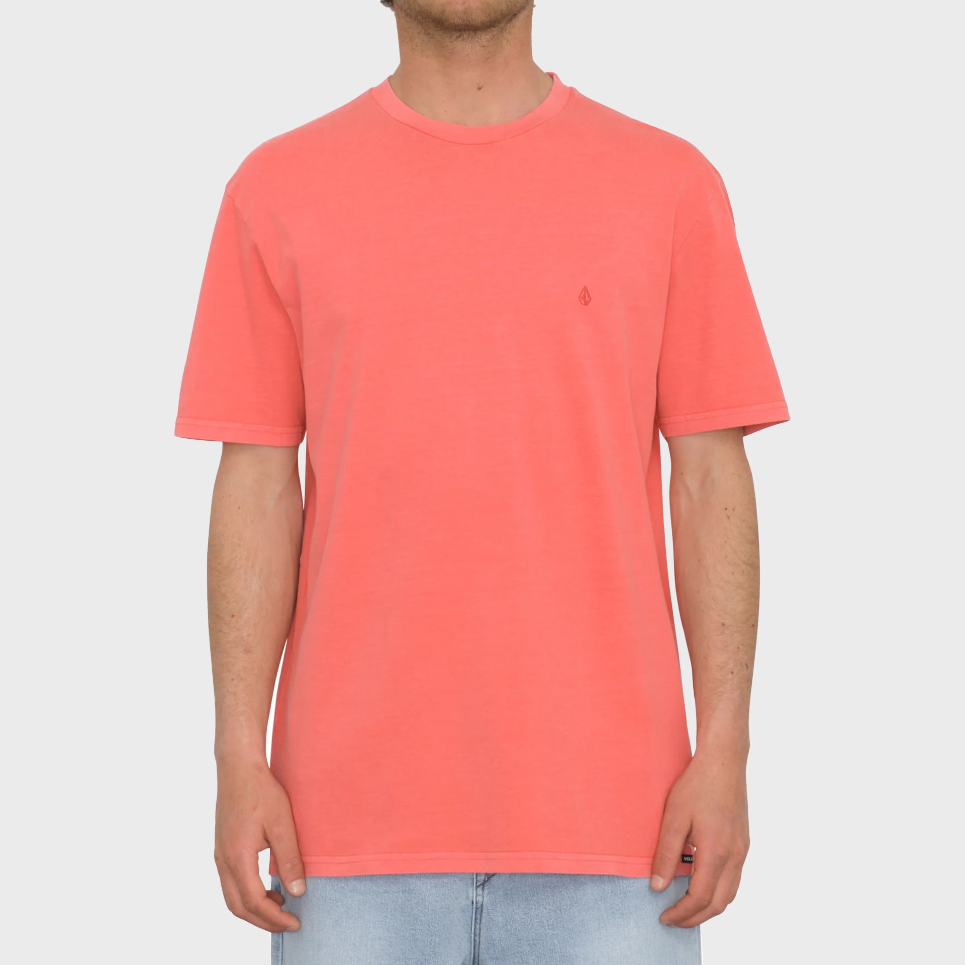 Volcom Mens Solid Stone T-Shirt - Washed Ruby - ManGo Surfing
