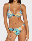 Volcom Womens Take It Easy V Neck Twist Crop Bikini Top - Multi - ManGo Surfing