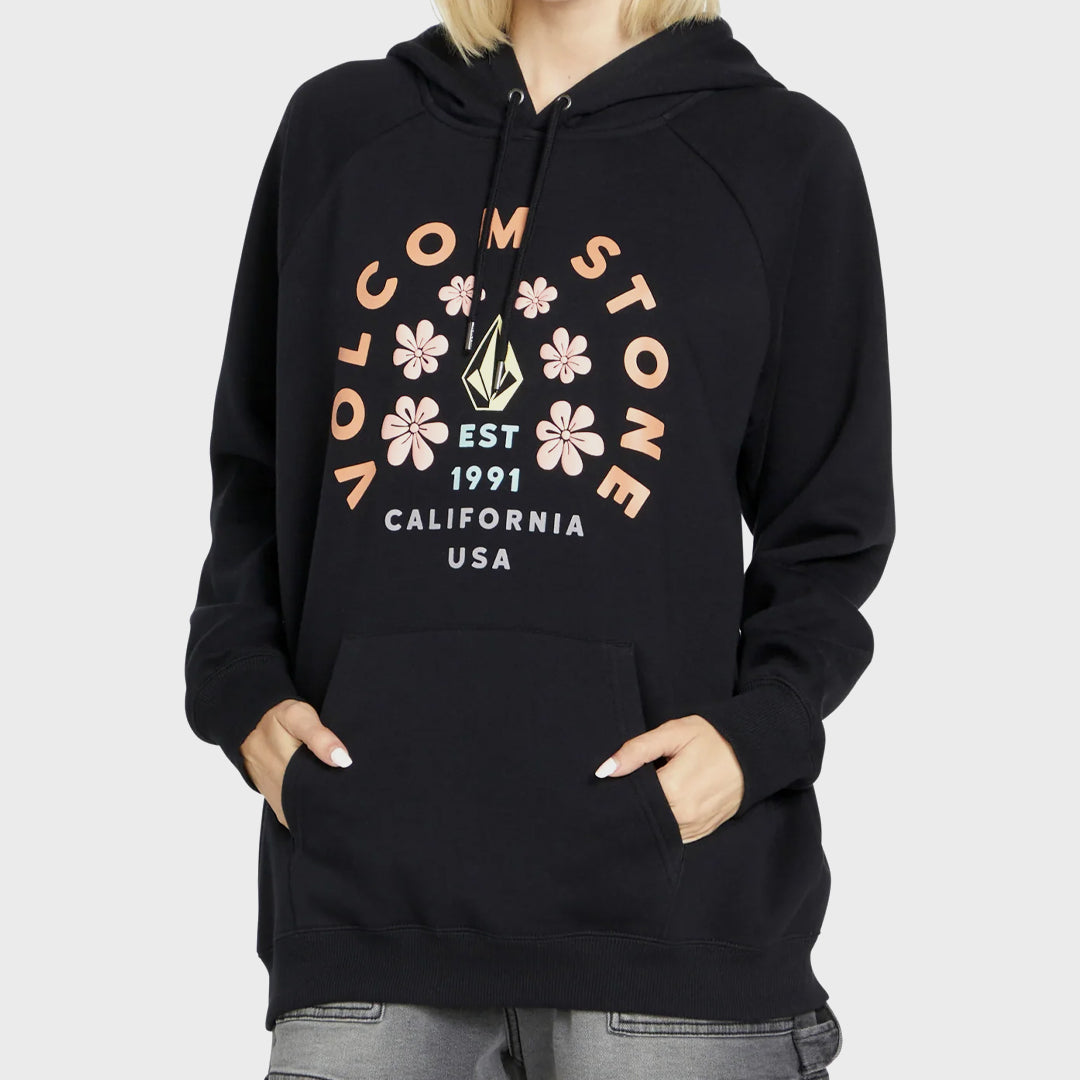 Volcom Womens Truly Stoked BF Pullover Hoodie - Black - ManGo Surfing