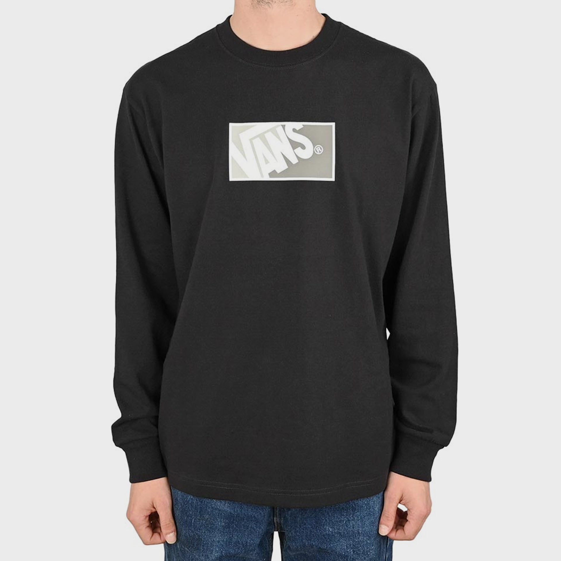 Vans Mens Original Standards Block Long Sleeve T-Shirt - Black/Drizzle - ManGo Surfing