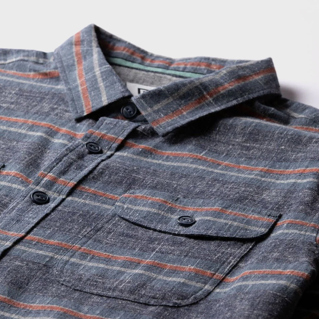 Vissla Mens Central Coast Eco Long Sleeve Flannel Shirt - Naval Heather - ManGo Surfing