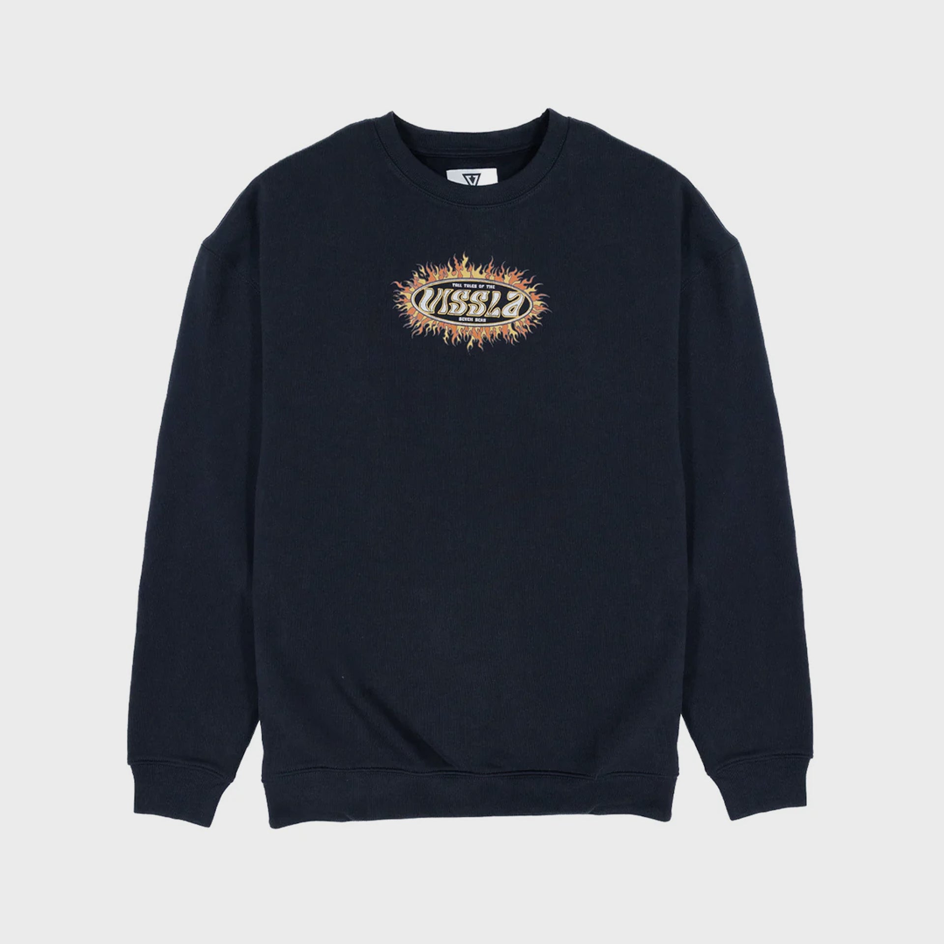 Vissla Mens Play With Fire Eco Crew Fleece Sweatshirt - Black - ManGo Surfing