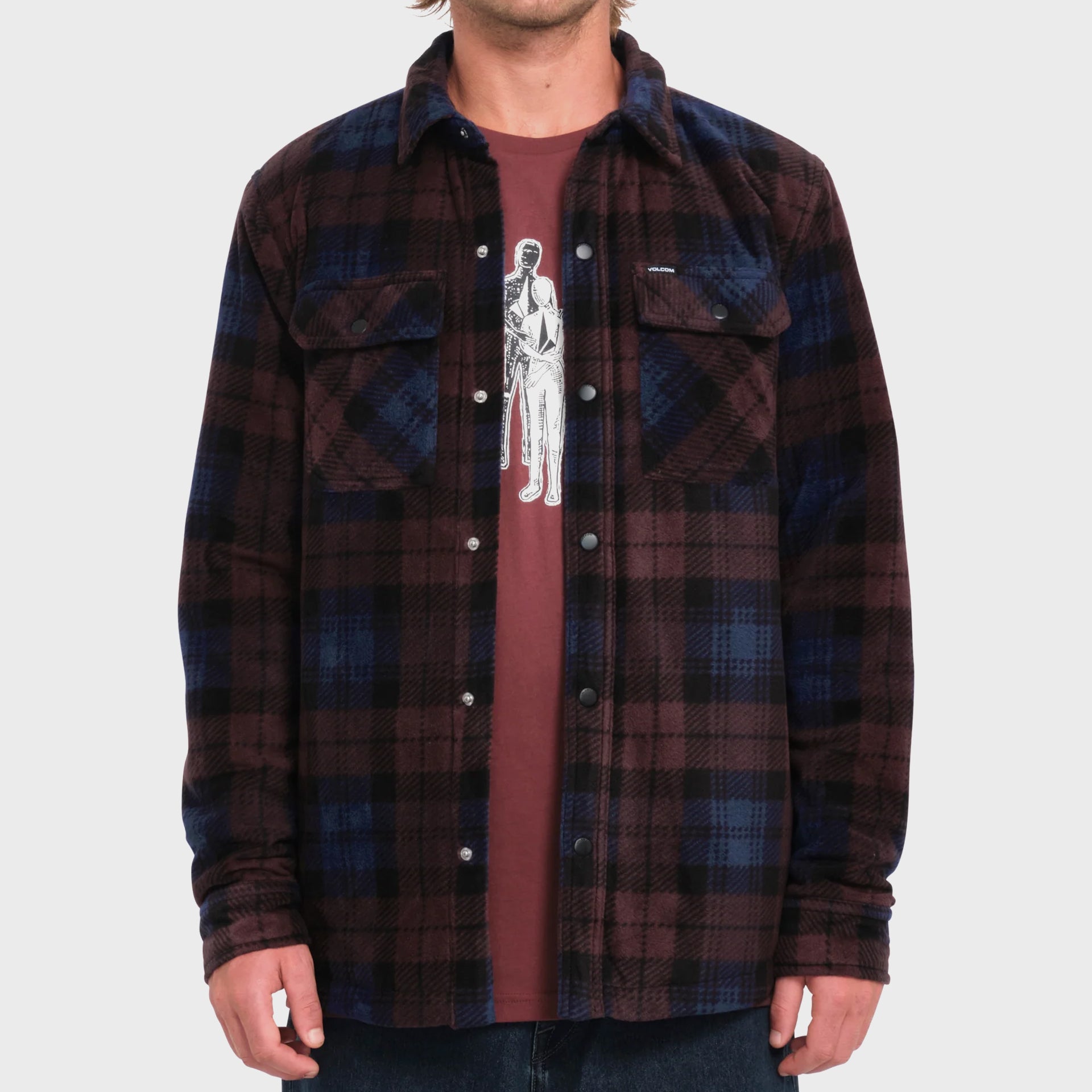 Volcom Mens Bowered Polar Overshirt - Merlot