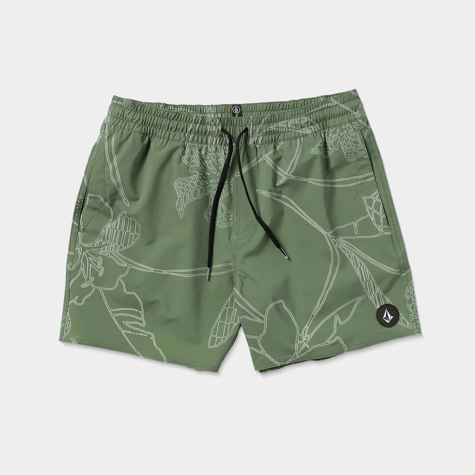 Volcom Mens Lido Print Trunk 16" Boardshorts - Light Olive - ManGo Surfing