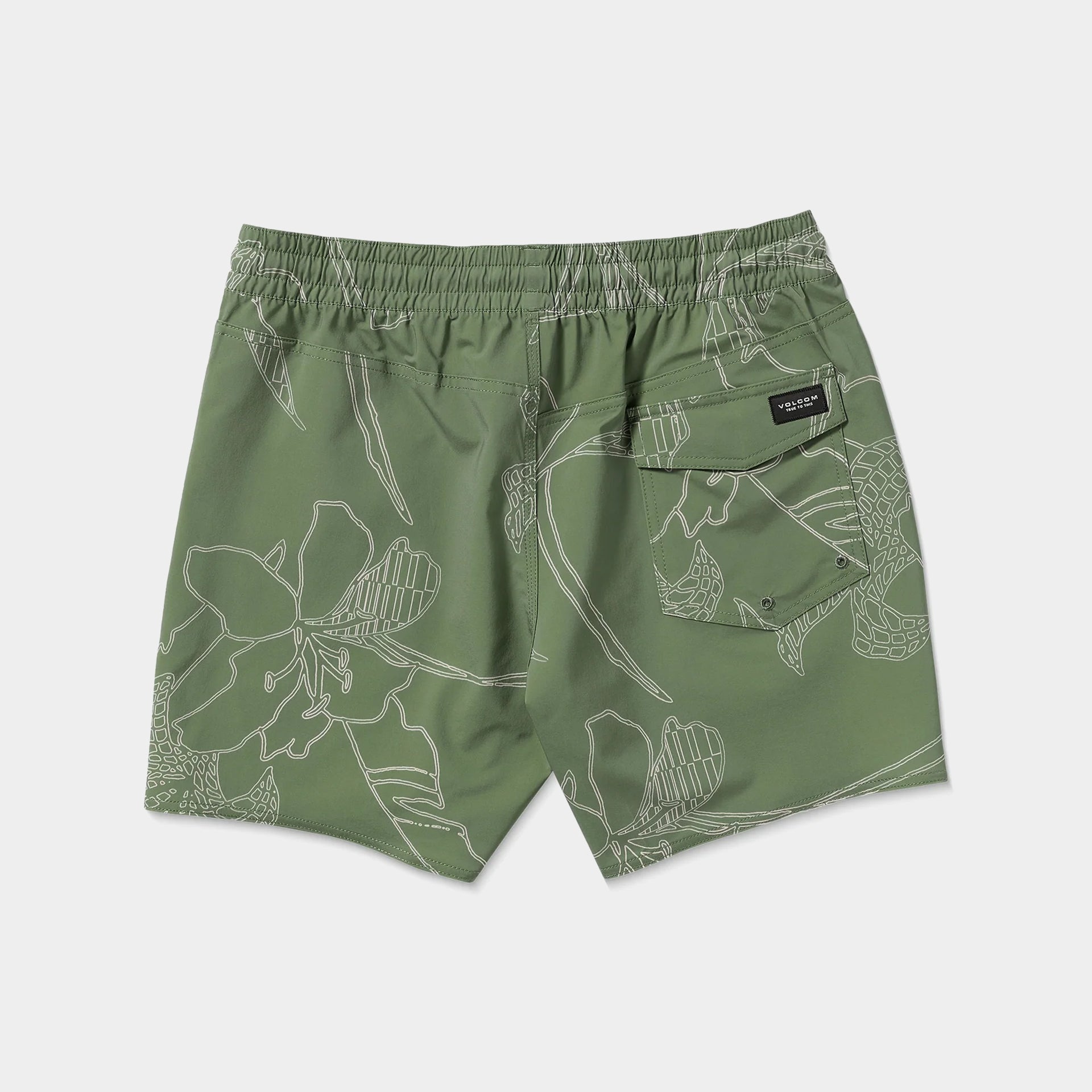 Volcom Mens Lido Print Trunk 16" Boardshorts - Light Olive - ManGo Surfing