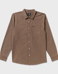 Volcom Mens Veeco Oxford Long Sleeve Shirt - Brown Stone - ManGo Surfing
