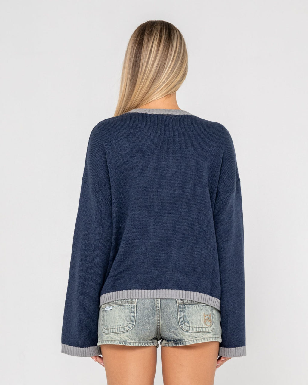 Rusty Womens Rider Relaxed Crew Neck Knit - Navy