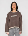 Rusty Womens Rider Relaxed Crew Neck Knit - Pinecone