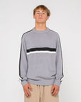 Rusty Mens White Lines 2.0 Crew Neck Knit - Stone Grey
