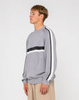Rusty Mens White Lines 2.0 Crew Neck Knit - Stone Grey