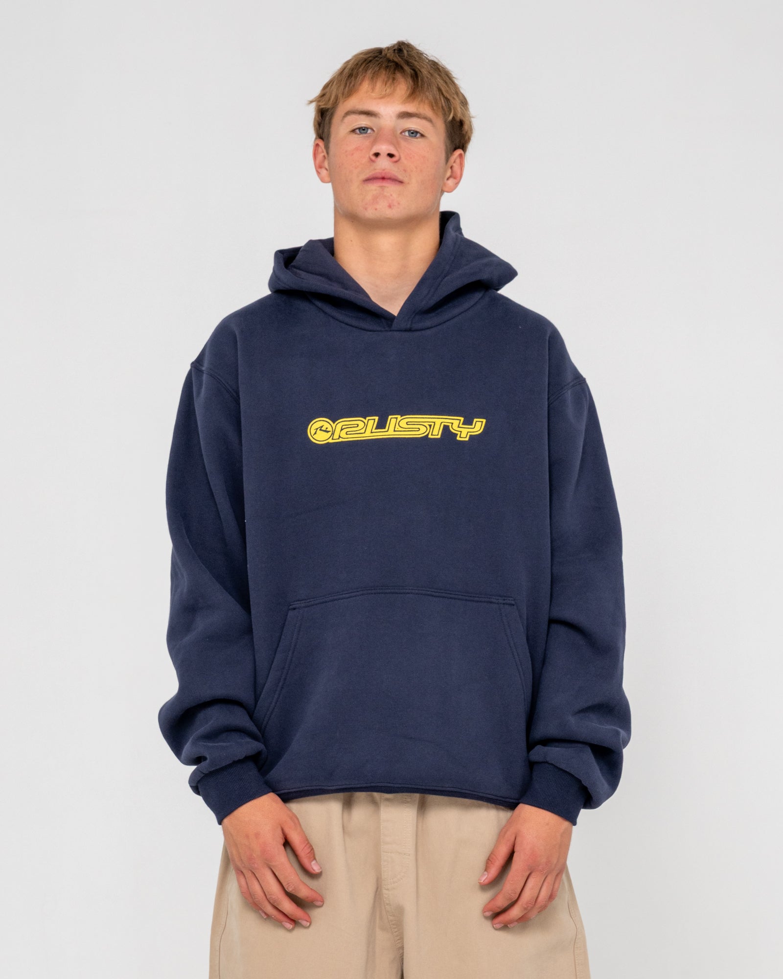 Rusty Mens Flip Daddy 2.0 Hooded Fleece - Navy Blue