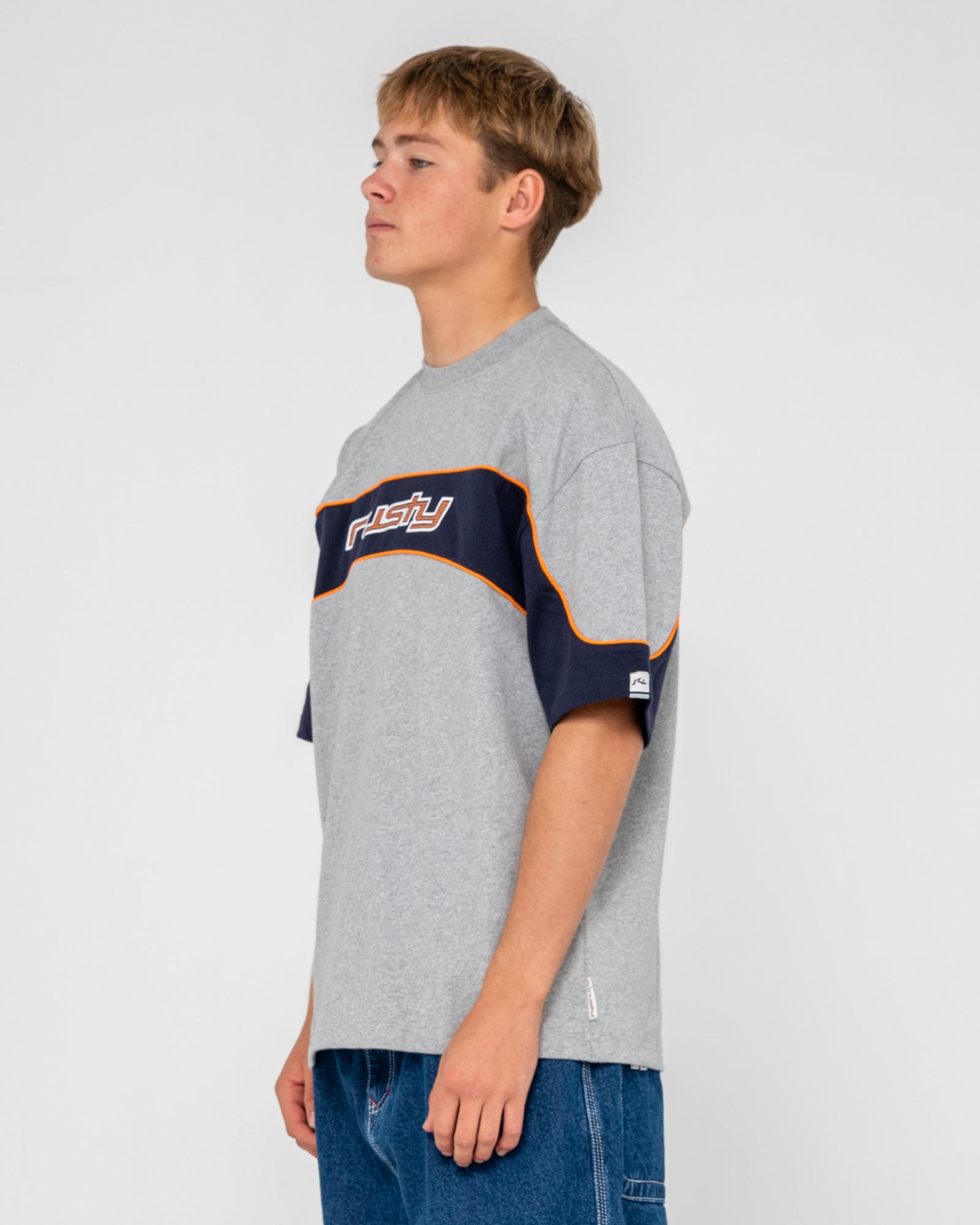Rusty Mens Kinetic Short Sleeve Heavy T-Shirt - Grey Marle