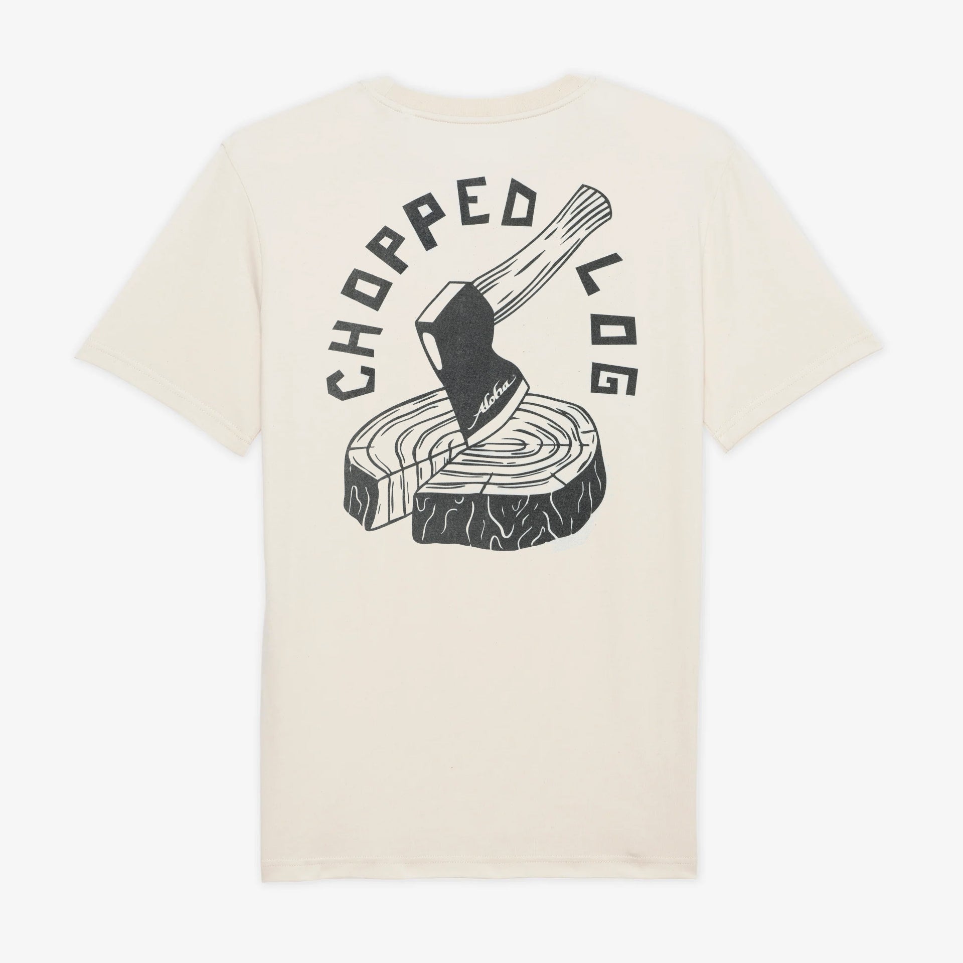 aloha chopped log graphic mens t shirt axe longboard surfing