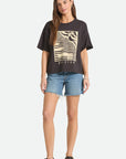 Brixton Womens Poolside Boxy Crew T-Shirt - Washed Black