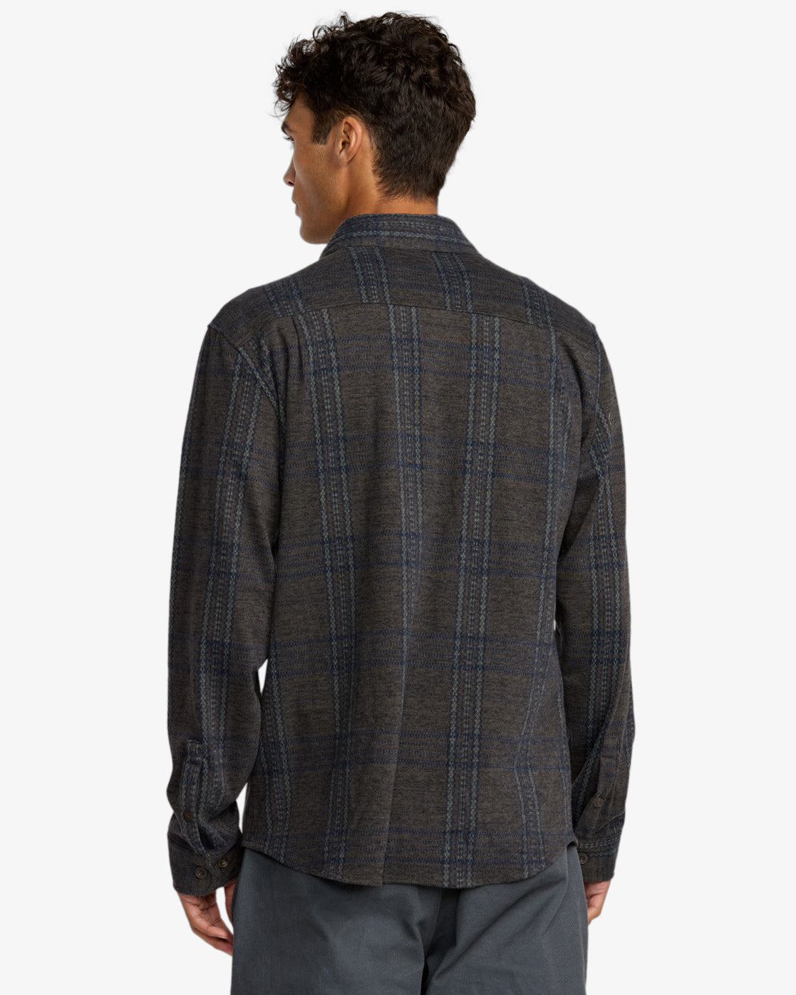 RVCA Mens Vacancy Flannel Long Sleeve Shirt - Mushroom - ManGo Surfing