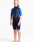 C-Skins Element 3/2 Junior Shortie Wetsuit - Slate/Cyan Multi