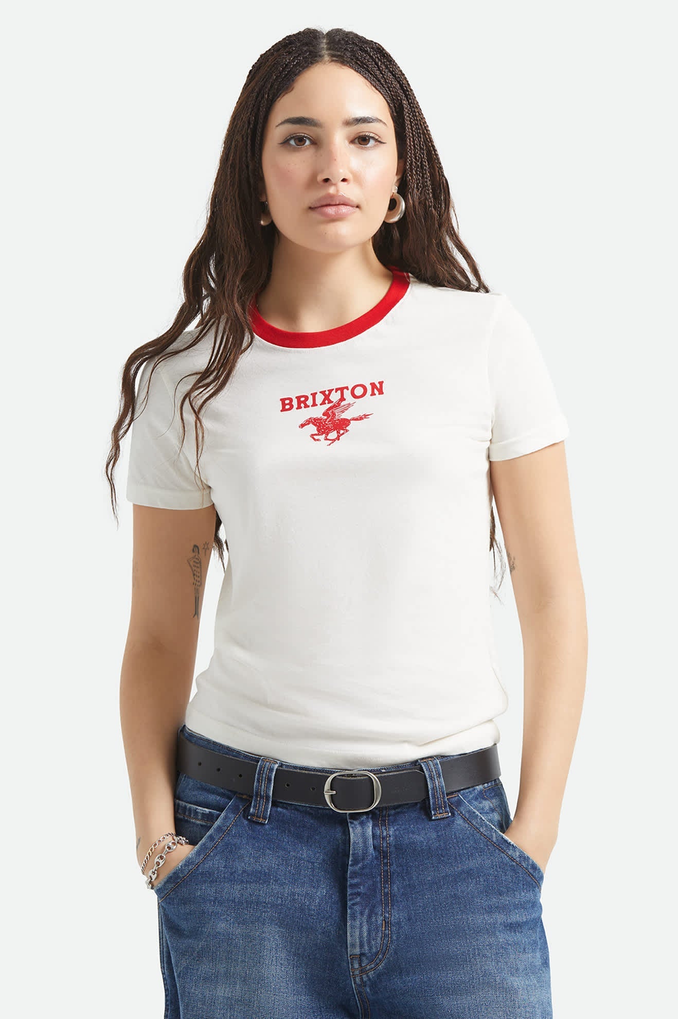 Brixton Womens Pegasus Slim Crew T-Shirt - Vintage White