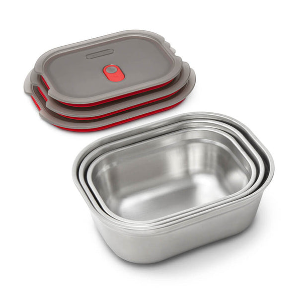 Steel Food Box - Grey/Red - Assorted Sizes (Small, Medium and Large) - ManGo Surfing