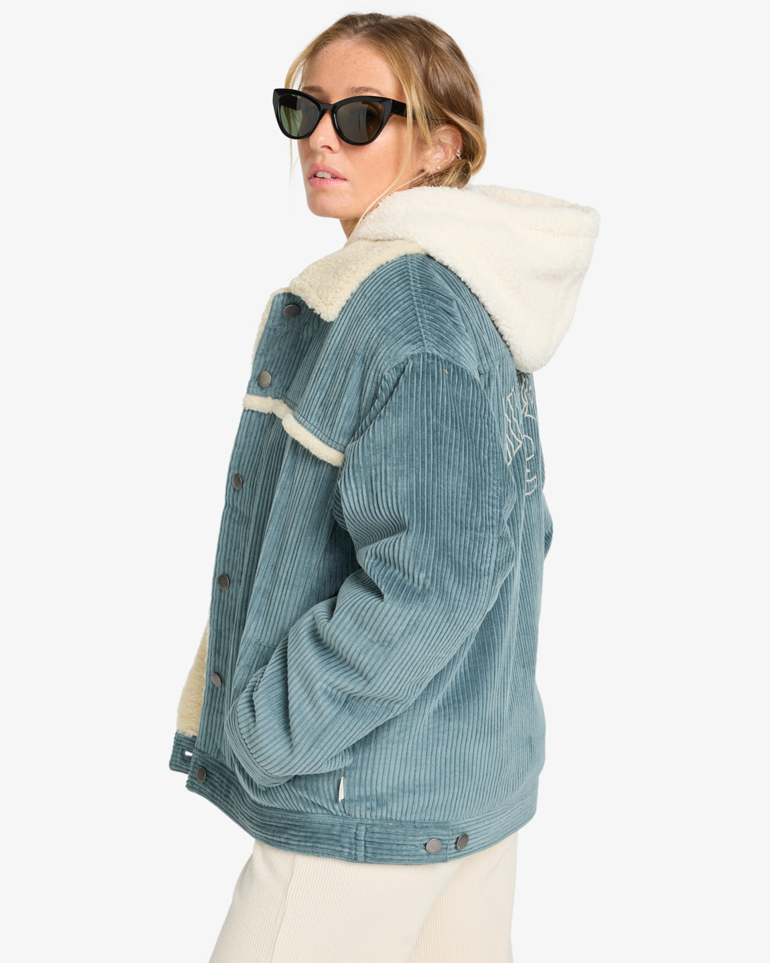Billabong Womens Cord In Love Trucker Jacket - Slate Blue