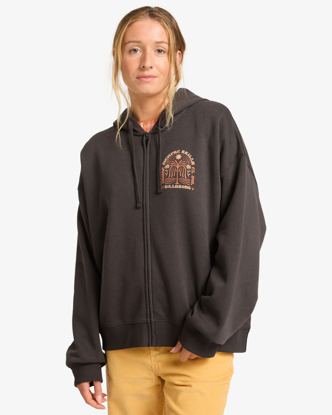 Billabong Womens El Sol Zip Up Hoodie - Off Black