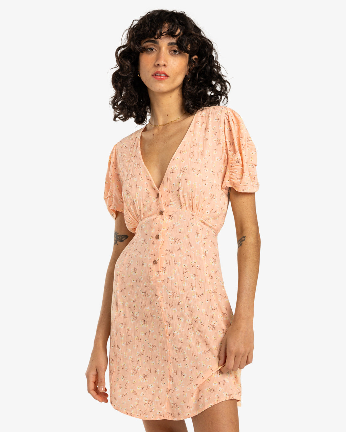 Billabong Womens Retro Mood Mini Dress - Soft Peach