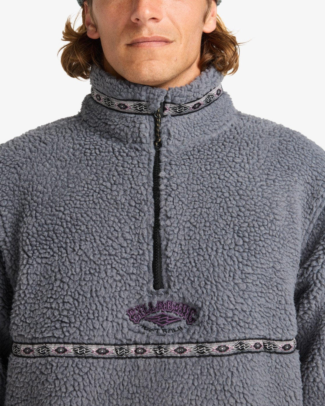 Billabong Mens Boundary Tombstone Half Zip Mock Neck Fleece - Pewter - ManGo Surfing