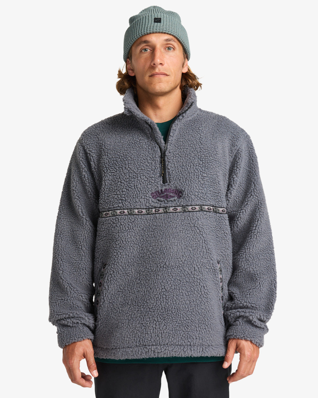 Billabong Mens Boundary Tombstone Half Zip Mock Neck Fleece - Pewter - ManGo Surfing