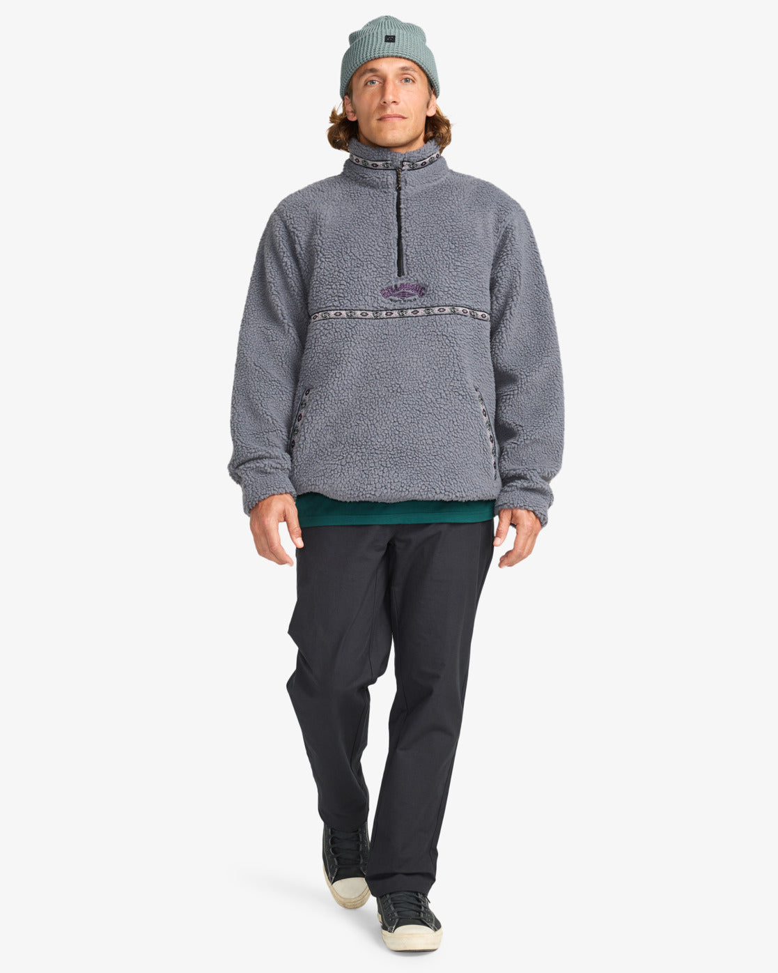 Billabong Mens Boundary Tombstone Half Zip Mock Neck Fleece - Pewter - ManGo Surfing