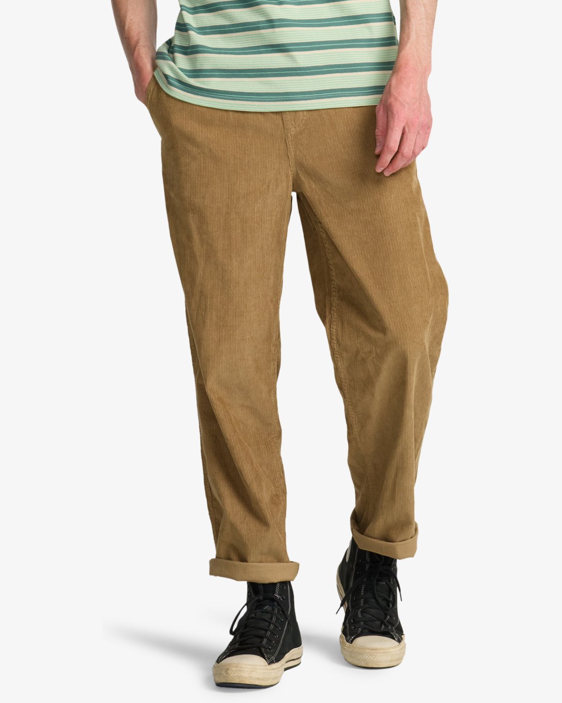 Billabong Mens Larry Cord Elasticated Waist Corduroy Trousers - Gravel