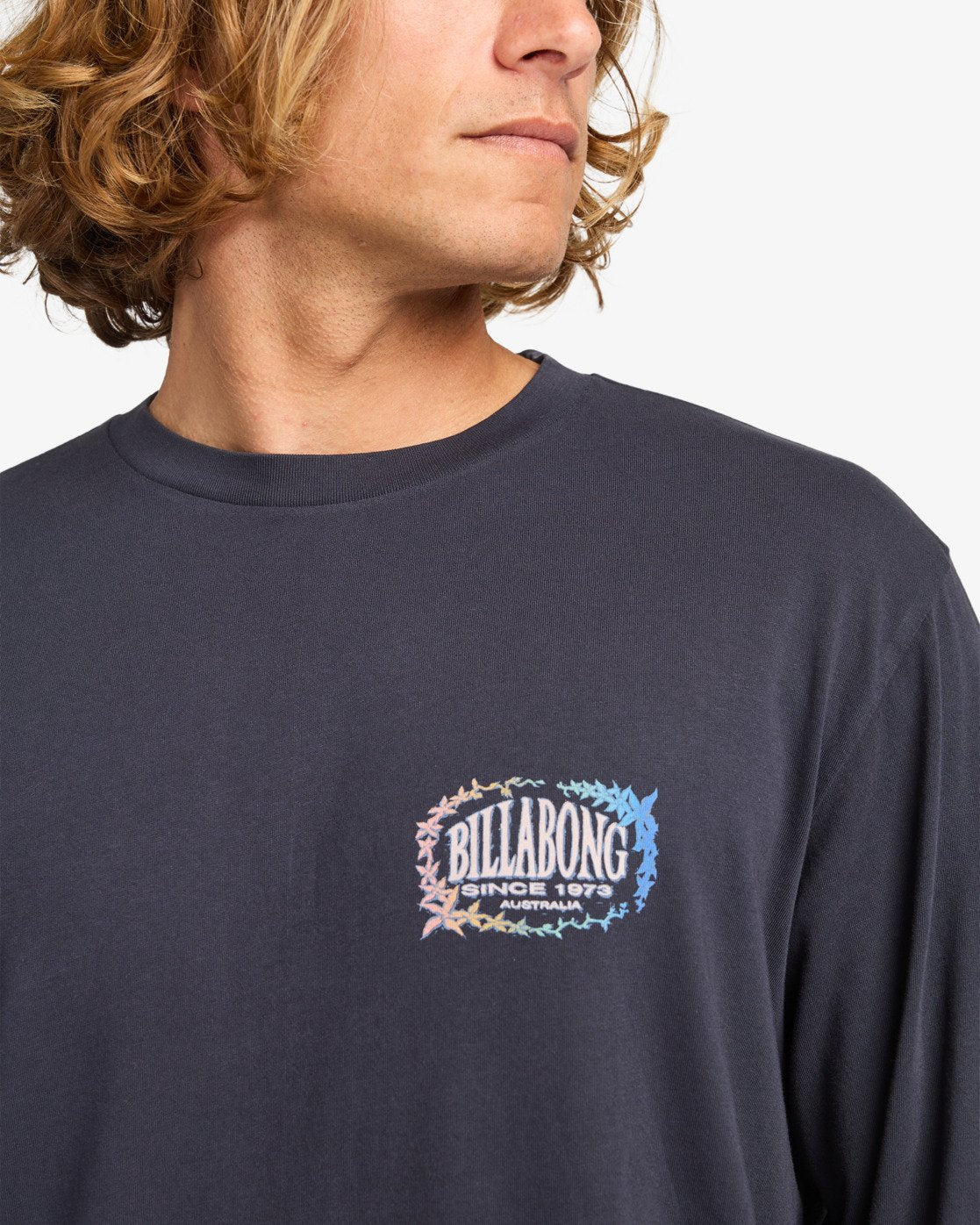 Billabong Mens The Bay Wave Washed Long Sleeve T-Shirt - Dark Navy - ManGo Surfing
